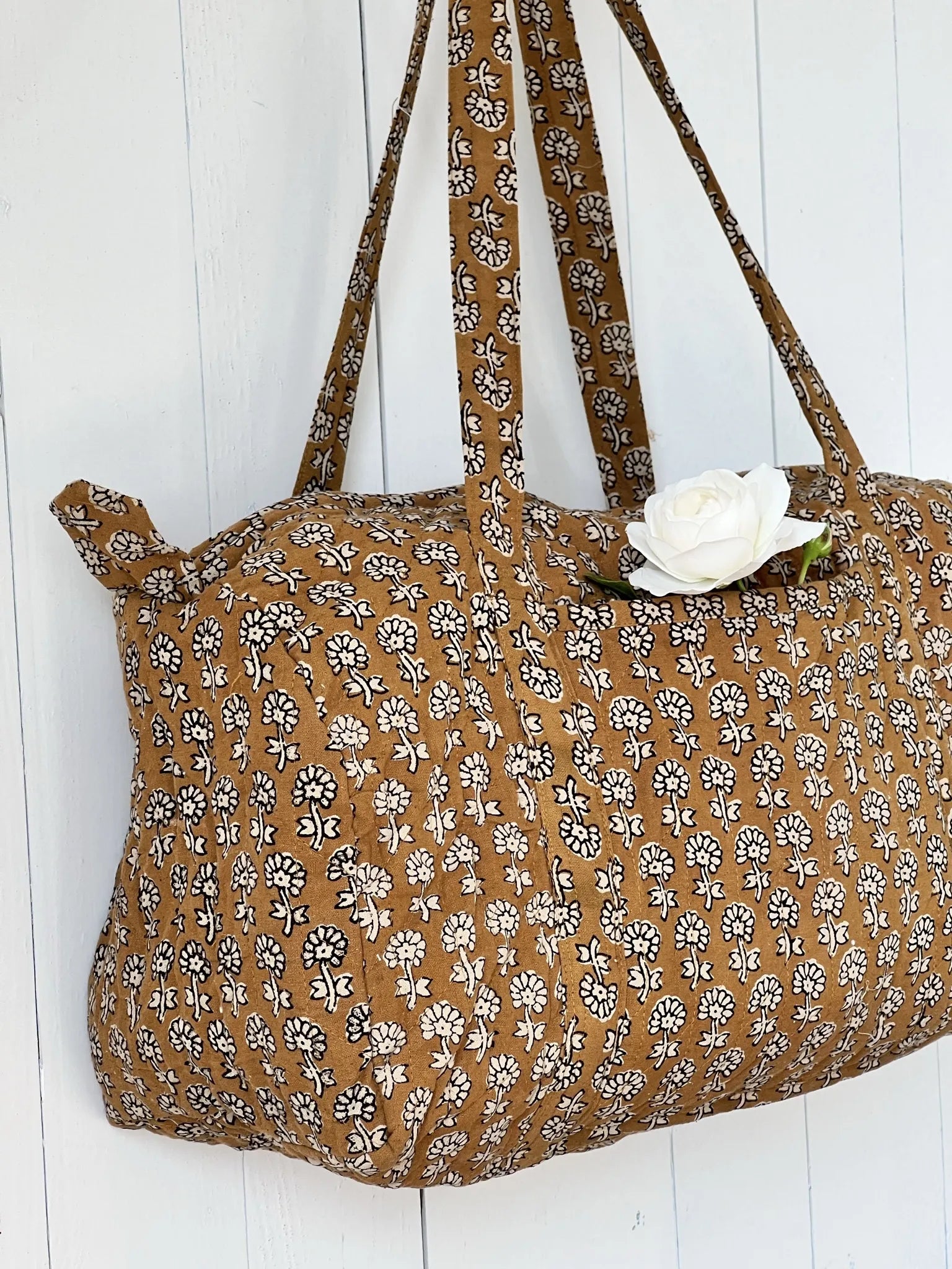 Sac week end ESCAMPETTE coton quilt et imprim block print