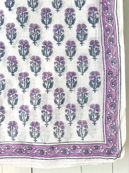 ojigi foulard paréo block print Pavot violet