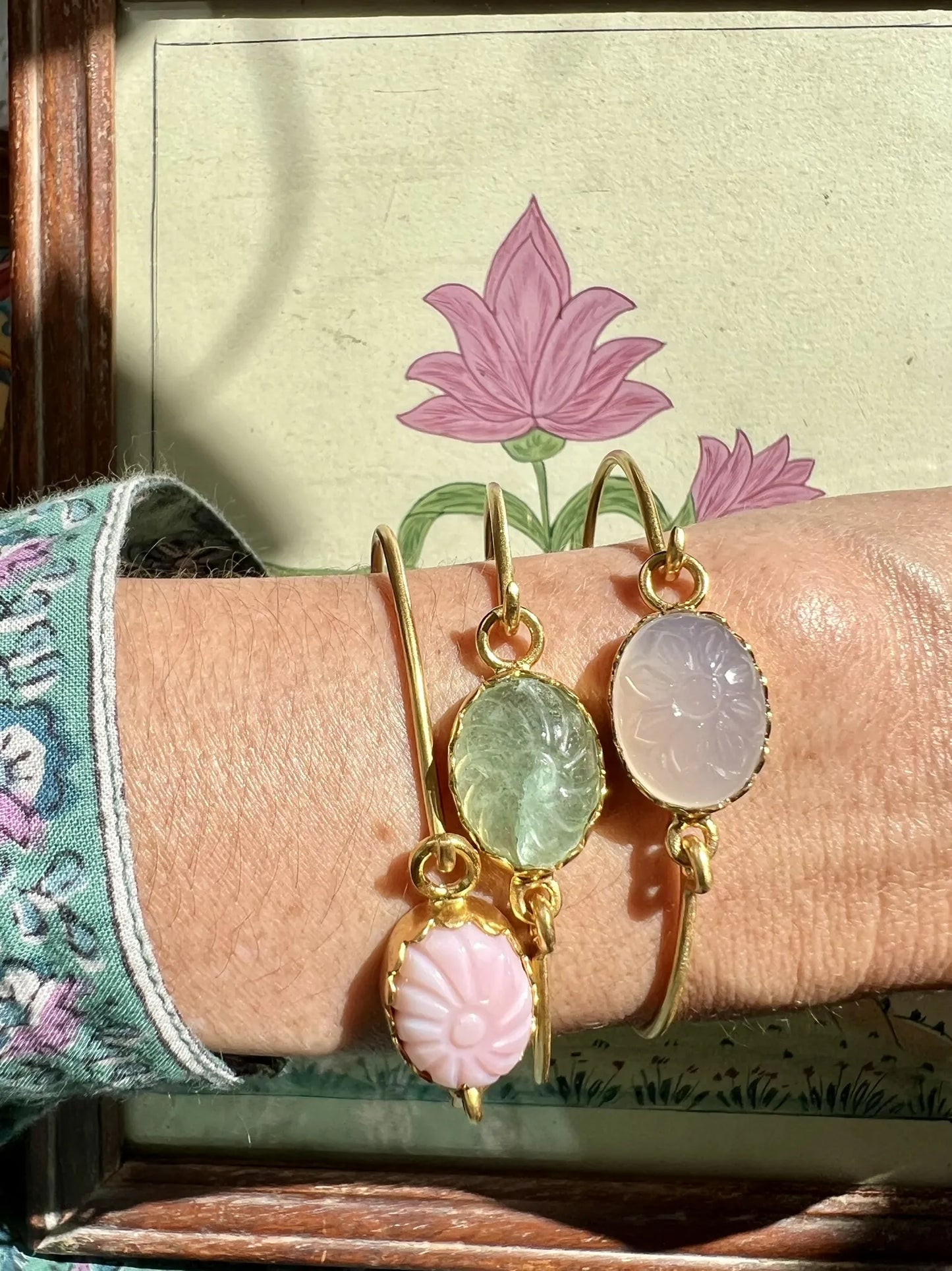 ojigi bracelet jonc jaya opale rose aventurine pierre de lune rose
