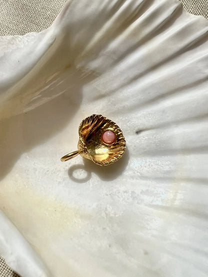 ojigi pendentif coquillage et opale rose