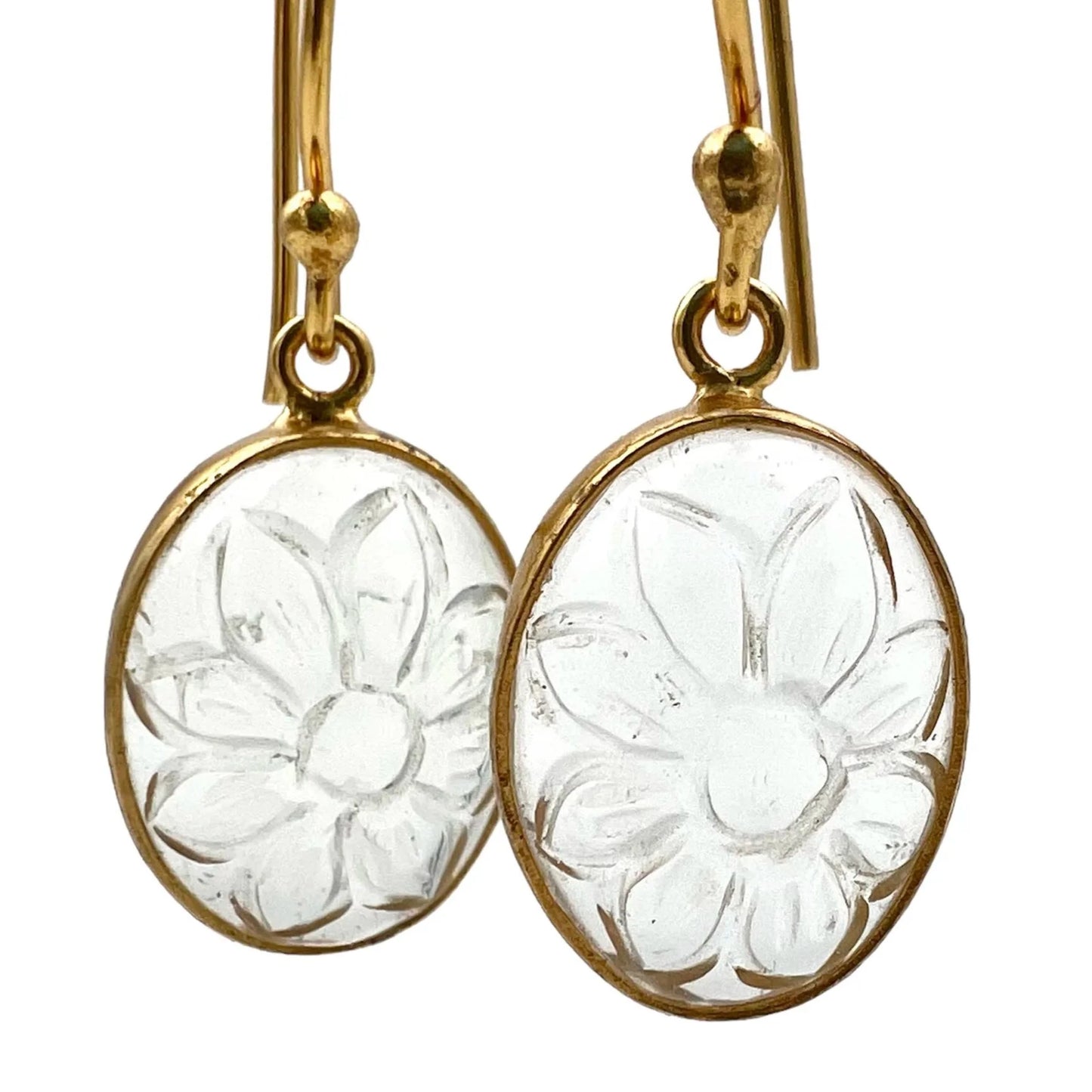 ojigi boucle d'oreilles dormeuse fleur ovale améthyste verte